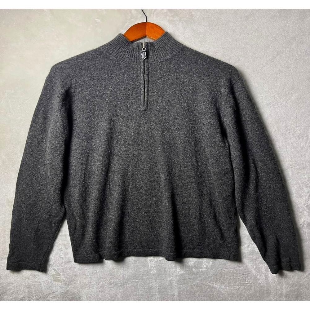 Daniel Bishop Cashmere Quarter Zip Pullover Men's M Luxury Matcha Sweater Preppy